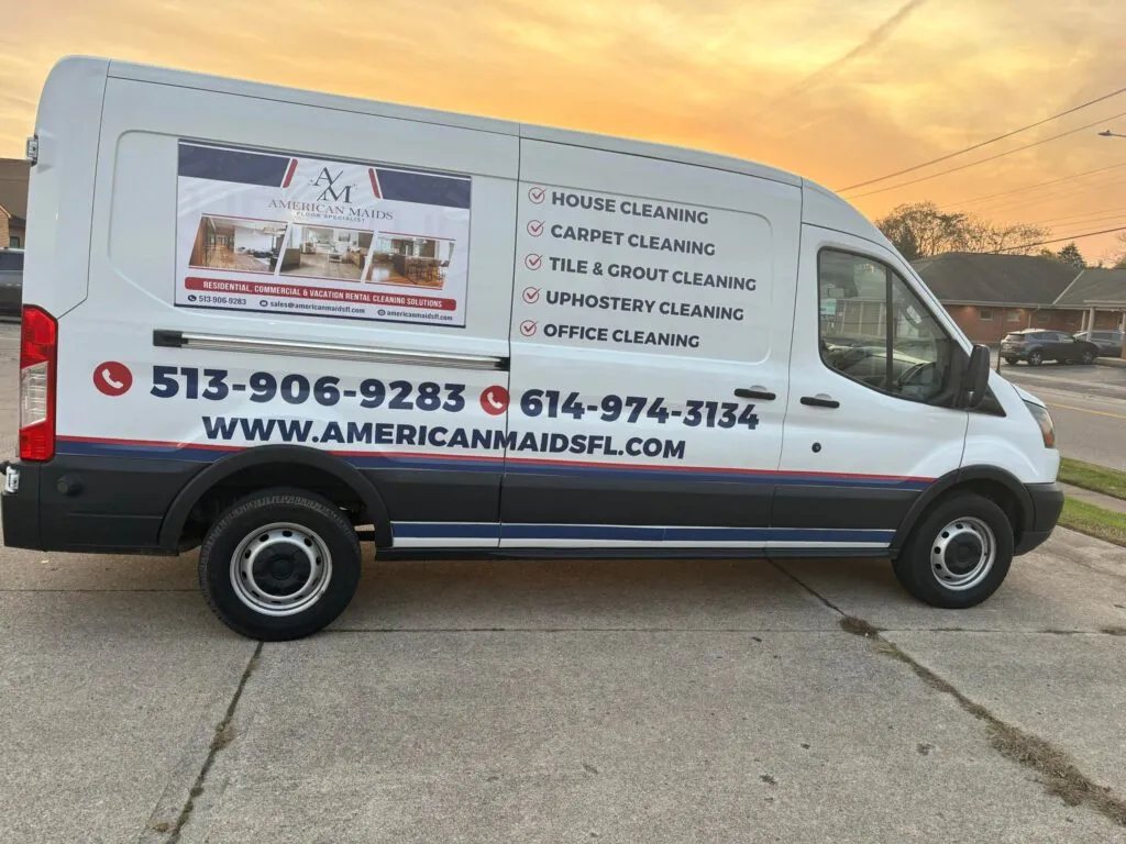 American Maids branded cleaning van